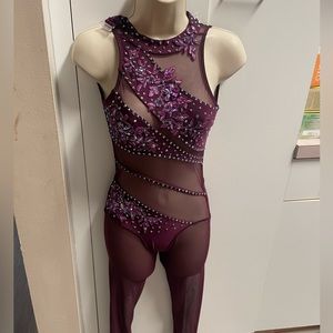 Aadancecostumes plum colored unitard. Contemporary costume